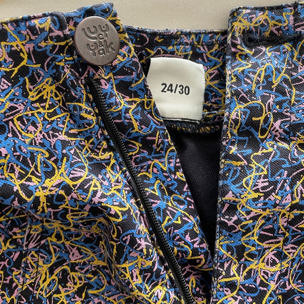 Selling this new Lucy & Yak high waisted abstract squiggles print trousers